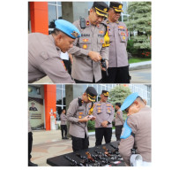Cegah Pelanggaran, Polres Gresik Gelar Test Urine dan Pengecekan Senjata Personel