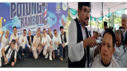 Sambut Bulan Suci Ramadhan, Pj Gubernur Jatim bersama 1445 Orang Ikuti Potong Rambut Gratis di Masjid Al-Akbar Surabaya