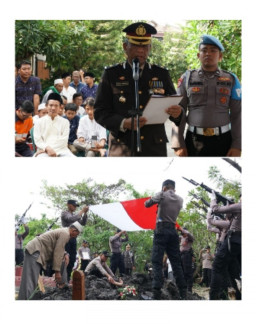 Bentuk Penghormatan, Polres Gresik Gelar Upacara Pemakaman Dinas Kepolisian untuk Aiptu Heri Sukamto