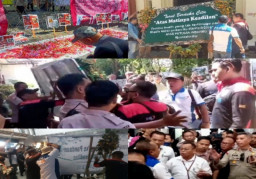 Aksi Demo Protes Atas Putusan Bebas Gregorius Ronald Pembunuhan Dini di PN Surabaya, Berujung Ricuh