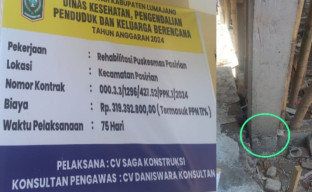 Patut Diperiksa, Diduga Pelaksanaan Rehabilitasi Puskesmas Pasirian Tak Sesuai Spesifikasi