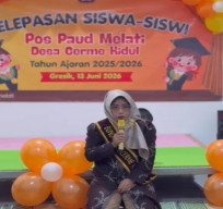 Pelepasan Siswa PAUD Melati Cerme Kidul Berlangsung Meriah, Kades Ajak Warga Daftarkan Anak ke Pos PAUD