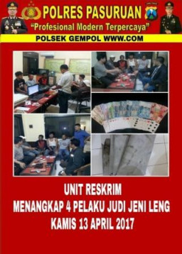 Polsek Gempol Tangkap 4 Penjudi Kartu Remi