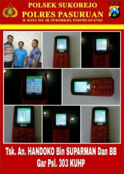 Pengecer dan Pengepul Togel Sukorejo di Gulung Polisi.