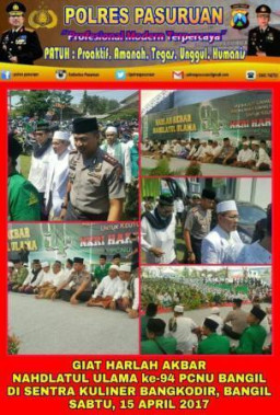 Kapolres Pasuruan Hadiri Giat Harlah Akbar Nahdlatul Ulama Ke-94 PCNU Bangil