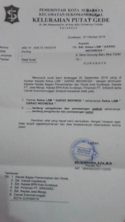Lurah Putat Gede Ralat Suratnya Usai di Panggil Inspektorat.