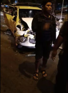 Agya Asal Denpasar Ringsek Karena Kecelakaan, Truck Penabrak Melarikan Diri. 