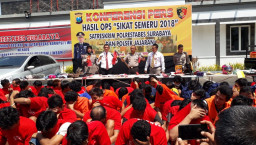 Polrestabes Surabaya, Pamerkan 290 Tersangka Hasil Ungkap Sikat Semeru 2018