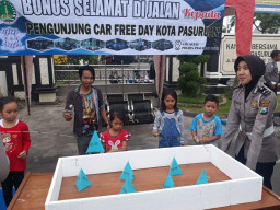Satlantas Polresta Pasuruan, Gelar Mancing Berhadiah di Car free Day.