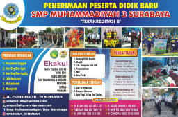 SMP Muhamadiyah 3 SURABAYA Bebaskan Biaya Pendaftaran, Seragam dan Gedung Pada Pendaftar Tahap I