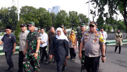 Polda Jatim Gelar Sispamkota, Pengamanan Pemilu di Lapangan Kodam V Brawijaya.