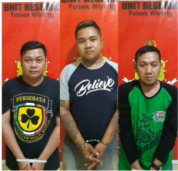 Gegara Pesta Sabu, 3 Pria Ini Meringkuk di Sel Tahanan Polsek Wiyung.