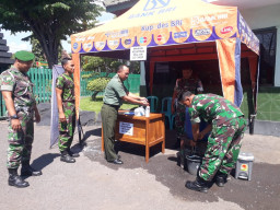 Cegah Tangkal Corona, Dandim 0819/Pasuruan, Wajibkan Anggotanya Cuci Tangan.