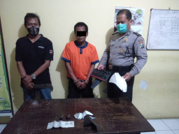 Polsek Bungah, Bekuk Pelaku Pengrusakan Posko Covid-19.