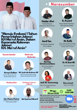 Konsolidasi Relawan Jokowi, Inginkan Presiden Resufle Kabinet Untuk Indonesia Maju.