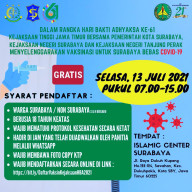 "Adhyaksa Peduli Vaksin" Sambut Hari Adhyaksa ke 61, Kejati Jatim Gelar Vaksinasi Gratis di Surabaya