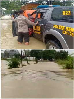 Gerak Cepat, Polisi Bantu Warga Korban Banjir
