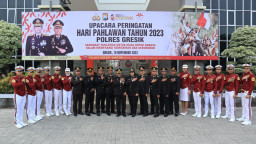 Kenang Para Pejuang Yang Gugur, Polres Gresik Gelar Upacara Hari Pahlawan ke 78