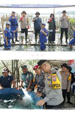 HUT Korp Brimob ke -78 dan Polairud ke - 73, Kapolres Gresik Dampingi Kapolda Jatim Tanam18.300 Bibit Mangrove