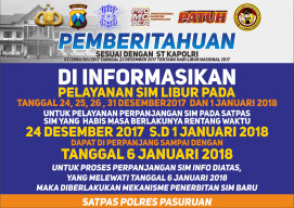 Pelayanan SIM di Pasuruan Libur Hingga Tanggal 6 Januari