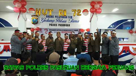 Peringati HUT RI ke 72, Satpas Polres Pasuruan Bergaya Pejuang