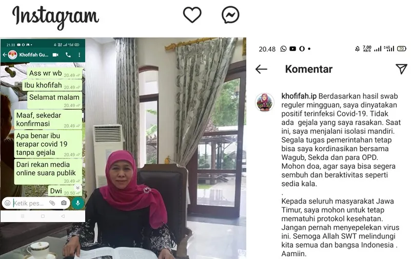 Gubernur Jatim, Khofifah Indar Parawansa Terpapar Positif Covid-19