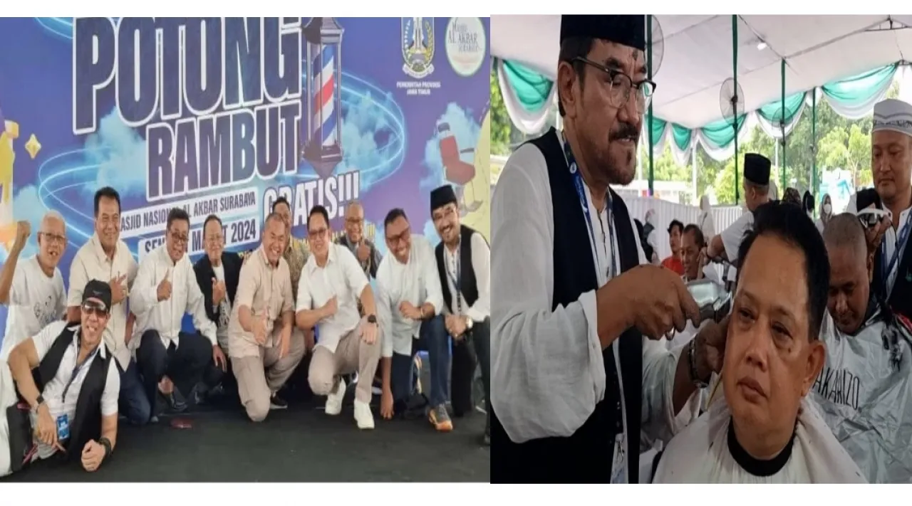 Sambut Bulan Suci Ramadhan, Pj Gubernur Jatim bersama 1445 Orang Ikuti Potong Rambut Gratis di Masjid Al-Akbar Surabaya
