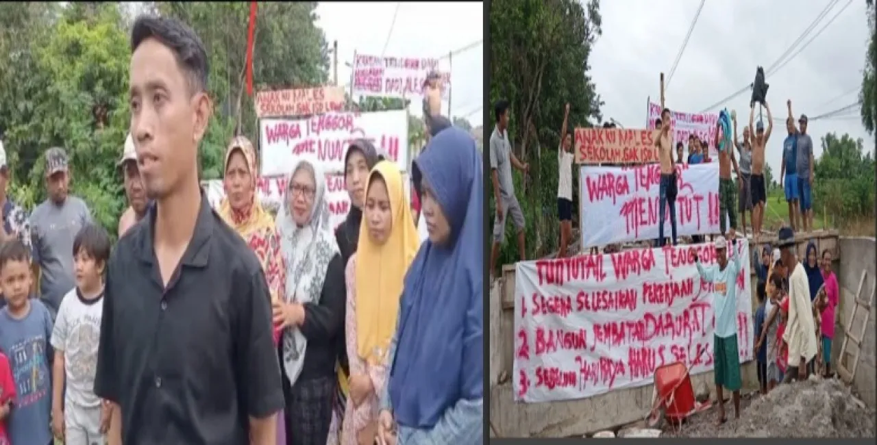 Kesal, 6 Bulan Pembangunan Jembatan Tak Selesai, Ratusan Warga Tenggor Gelar Aksi Unjuk Rasa