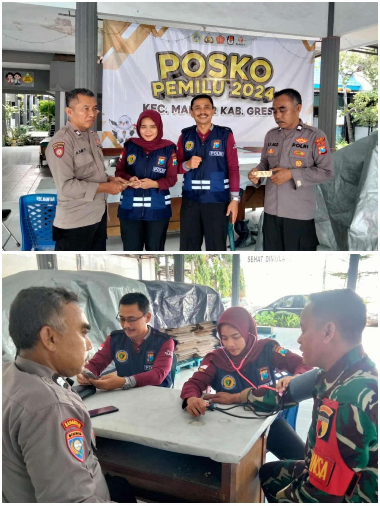 Pam Kes Polres Gresik Cek Kesehatan dan Beri Vitamin Personil Pengamanan Pemilu 2024