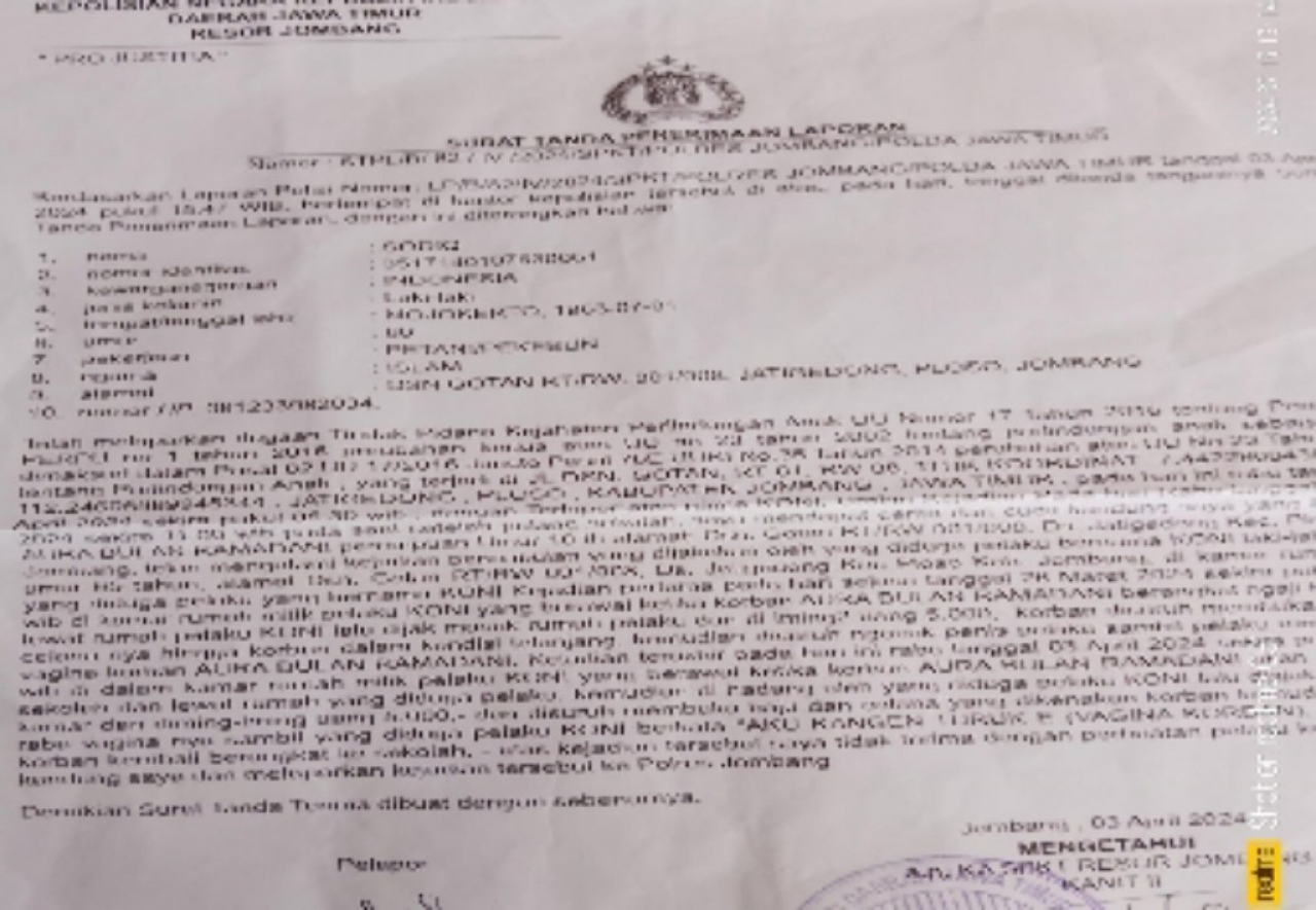 Penanganan Laporan Dugaan Pencabulan Anak di Polres Jombang,  Dinilai FPSR Lamban