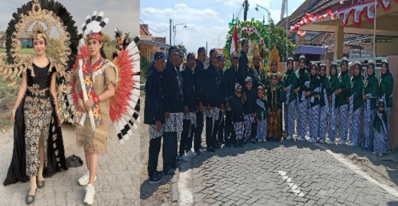 Momentum HUT RI ke-79, Pemdes Bulang Kulon Gelar Karnaval Pakaian Adat