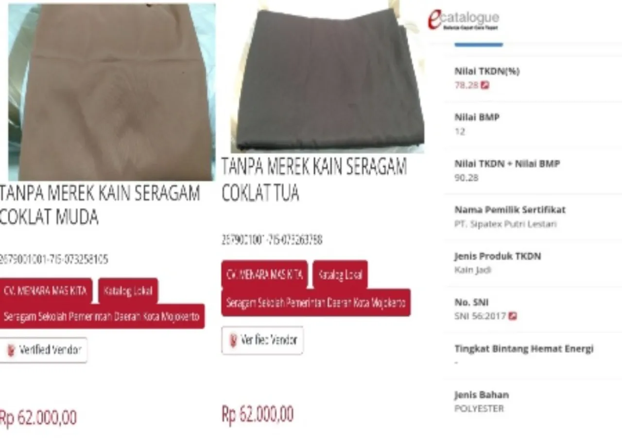 Dugaan Mark-up Kain Seragam Disdikbud Mojokerto (1) Harga Kain Diduga Kelewat Mahal