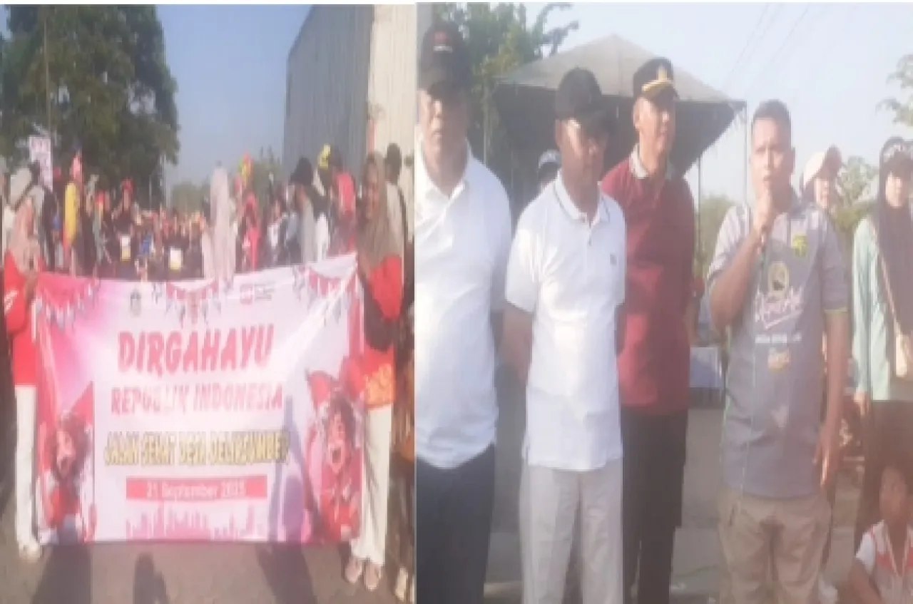 Momentum HUT RI ke 80 tahun, Desa Delik Sumber Gresik Gelar Jalan Sehat Berhadiah Sepeda Motor
