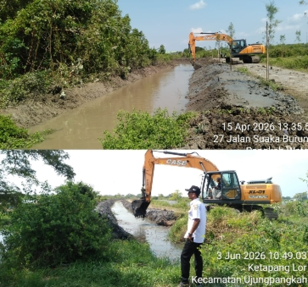 Normalisasi Saluran Irigasi di Tiga Desa Ujungpangkah Dikebut, Dukung Ketahanan Pangan dan Produktivitas Tambak