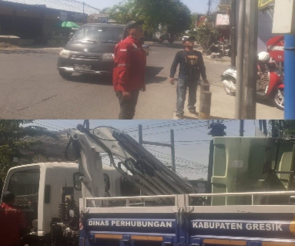 Dishub Gresik Gerak Cepat Perbaiki Lampu Lalu Lintas Mati di Perempatan Pasar Benjeng