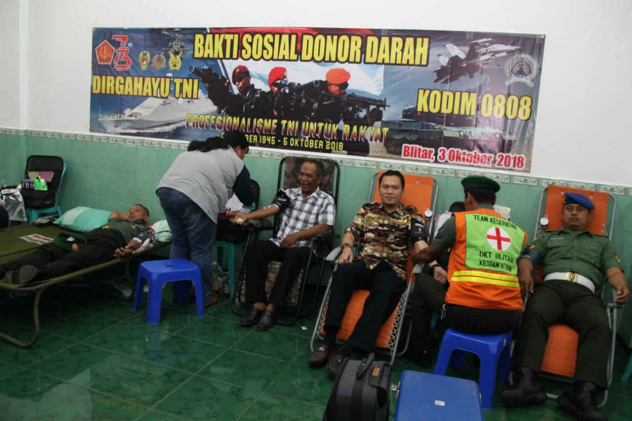 HUT TNI ke 73, Kodim 0808 Blitar Gelar Donor Darah.