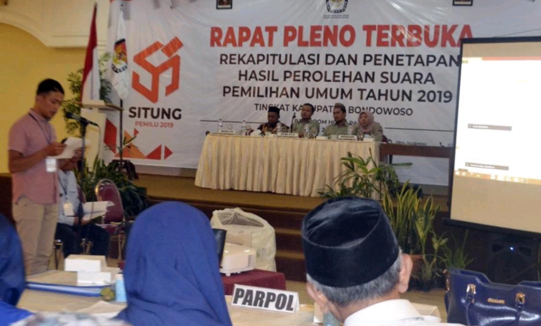 KPU Bondowoso Jadwalkan, Rekapitulasi Surat Suara Pemilu 2019 Tingkat Kabupaten Selasai 3 Hari.