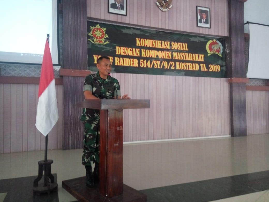 Pasi Pers Yonif 514 Raider, Pimpin Acara Komunikasi Sosial di Gedung Serba Guna.