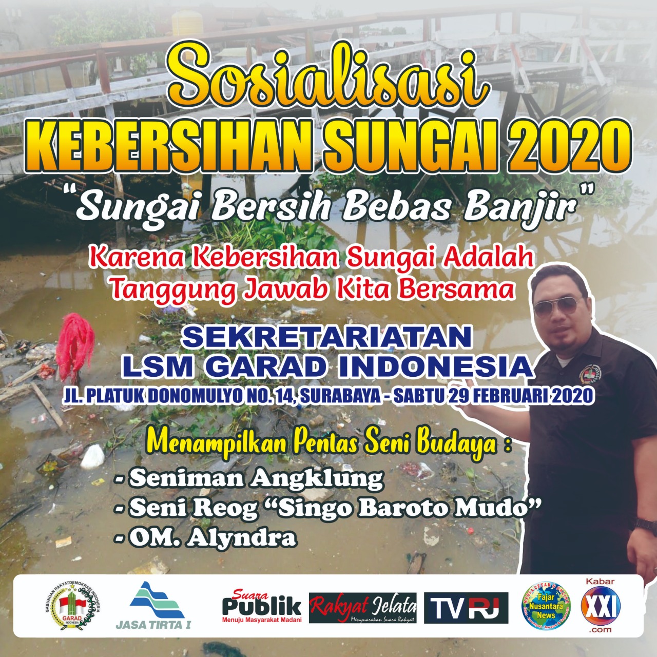 Lsm. Garad Sosialisasikan Kebersihan Sungai, Sembari Gelar Seni Budaya Lokal.