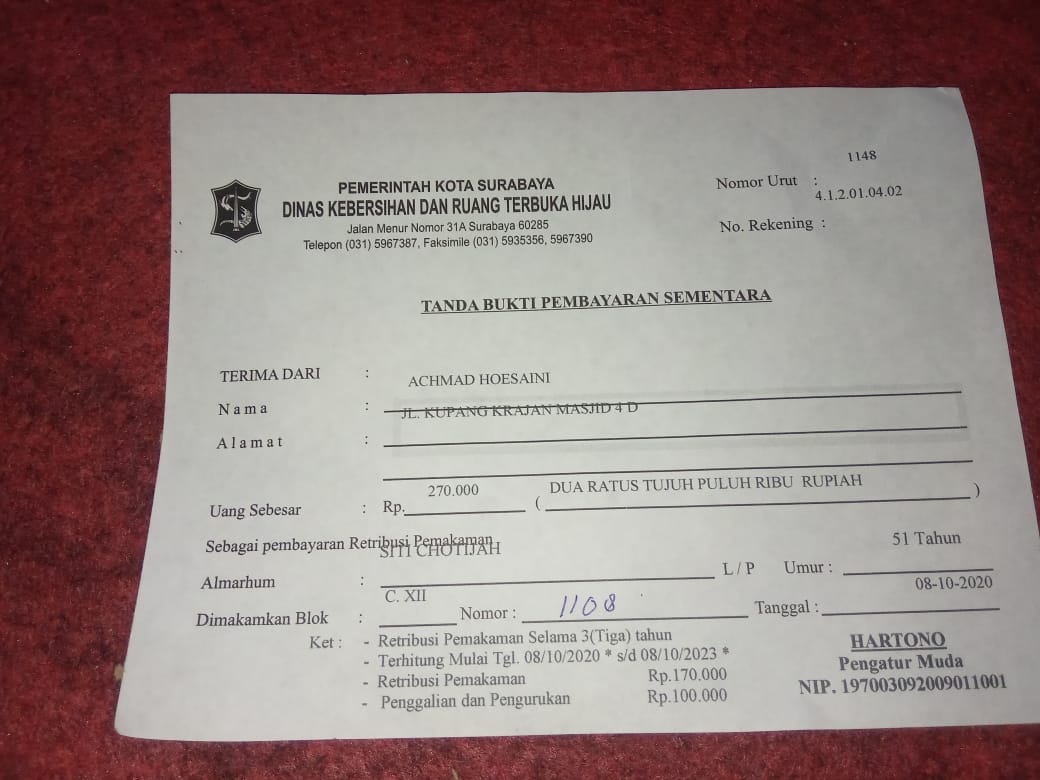 Pemkot Surabaya Ingkar Janji, Pemakaman Covid Ditarik Biaya Rp. 270 Ribu.
