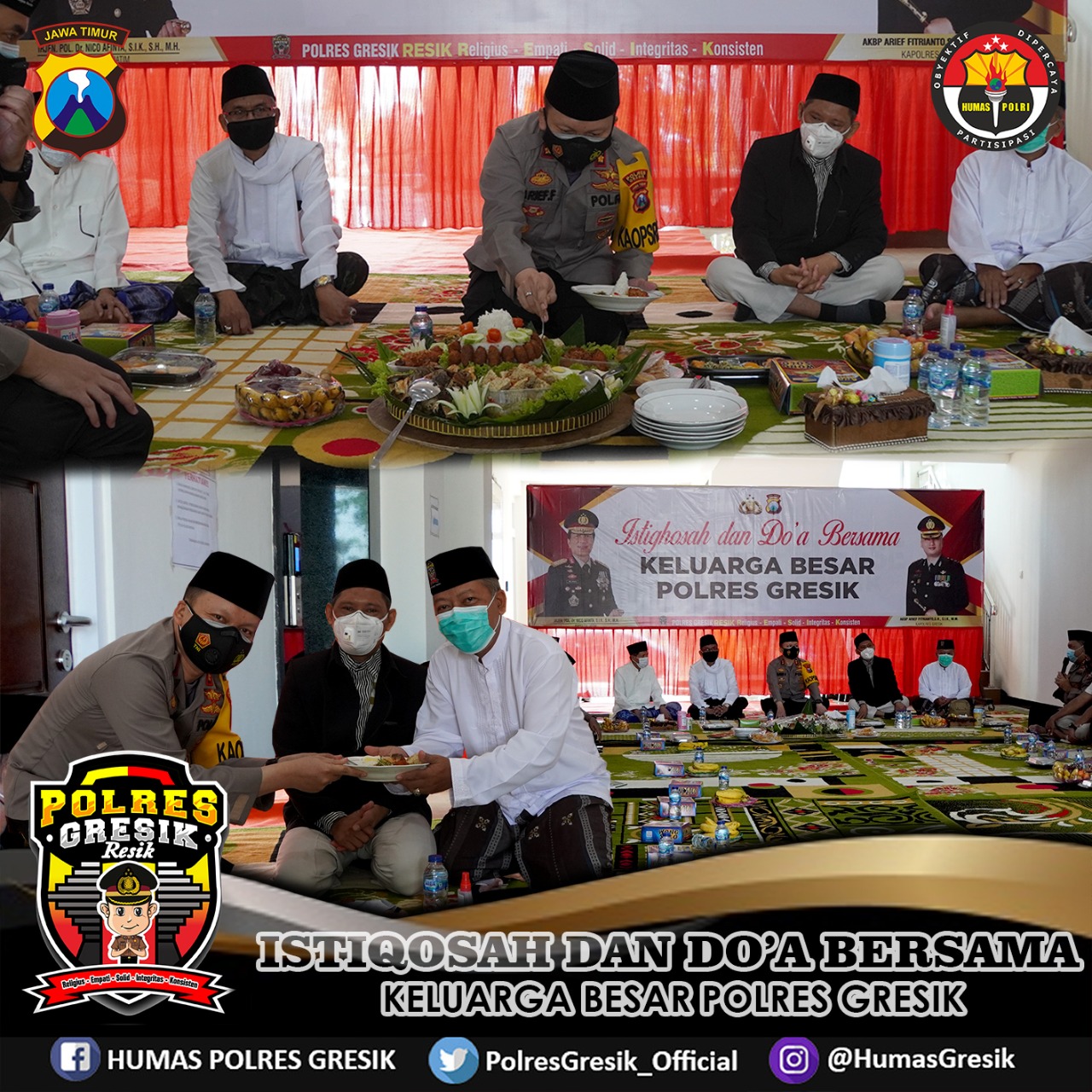 Tempati Mako Baru, Polres Gresik Gelar Istighosah dan Doa Bersama.