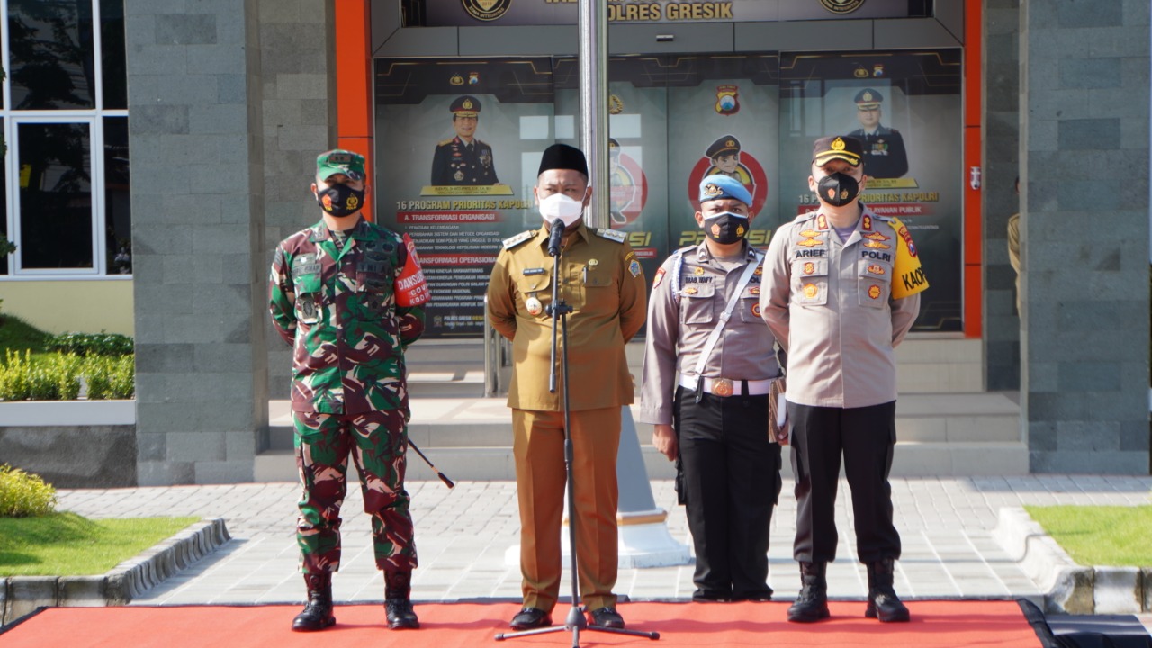 Untuk Indonesia Sehat, Polres Gresik Gelar Apel Kolaborasi Lawan Pandemi Covid
