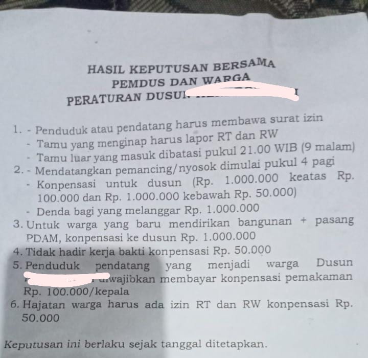 Terbitkan Perdus, Dusun Ini Tuai Kecaman