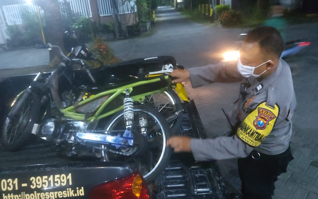 Tidak Mempan Dihimbau, Polsek Manyar Polres Gresik Tindak Tegas Balap Liar