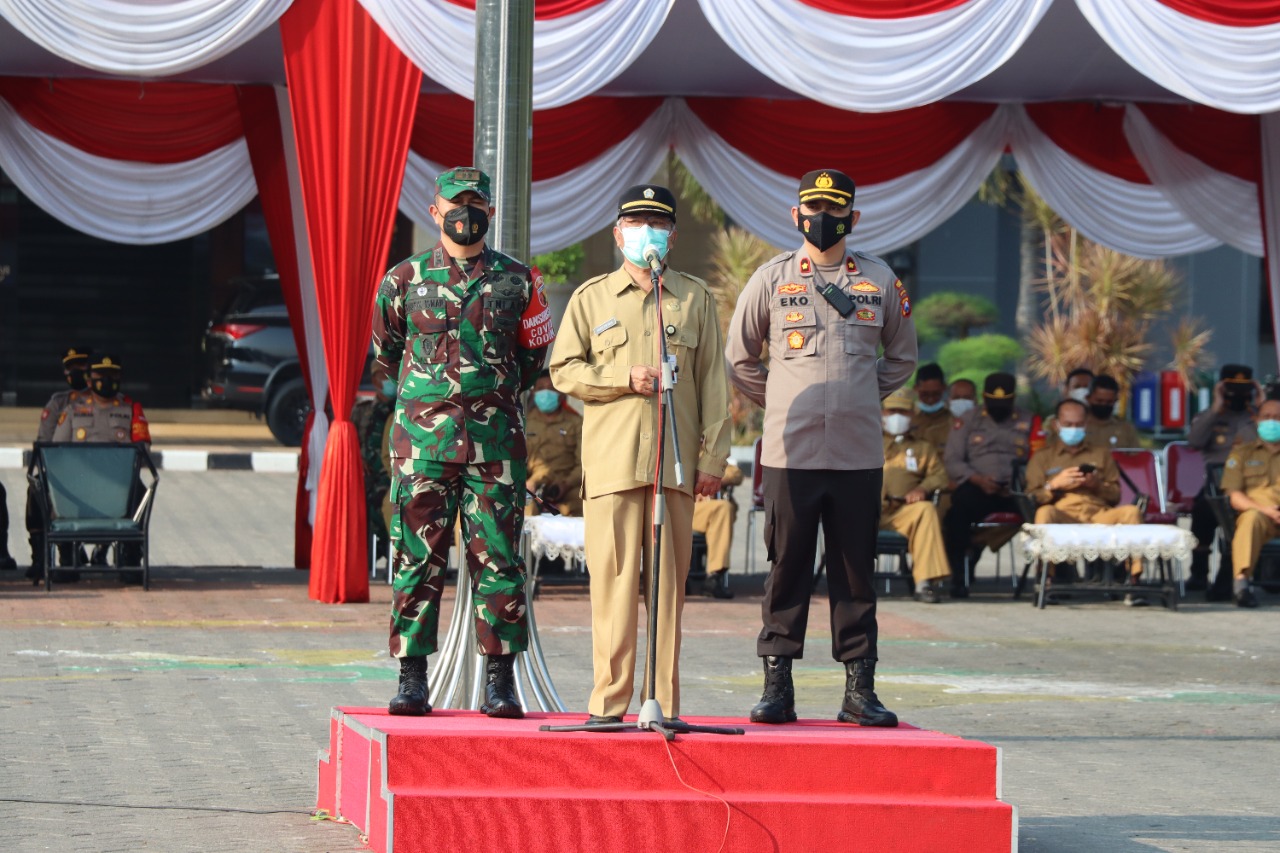 Satgas Covid19 Gresik, Gelar Apel Pasukan Antisipasi Peningkatan Kasus Corona