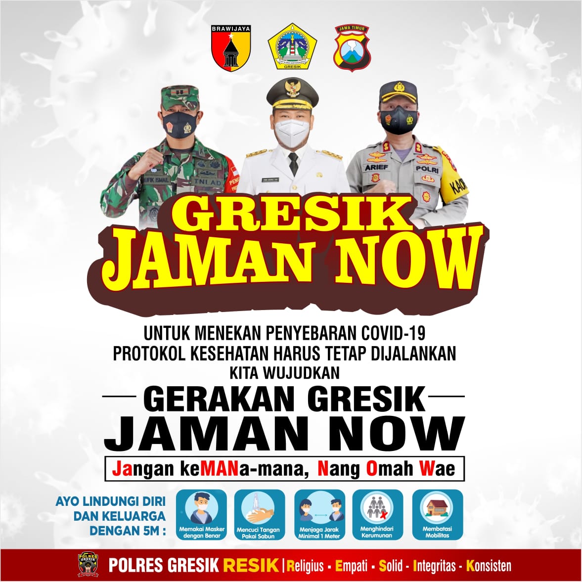 Siap Jalankan PPKM Darurat, "Gresik Jaman Now" Gresik Jangan Kemana mana, Nang Omah Wae