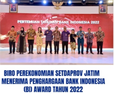 Biro Perekonomian Setdaprov Jatim, Terima penghargaan Bank Indonesia BI Award 2022