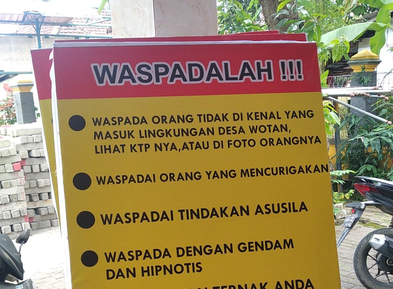 Marak Pencurian dan Pelecehan, Pemdes Wotan Pasang Himbauan untuk Warga
