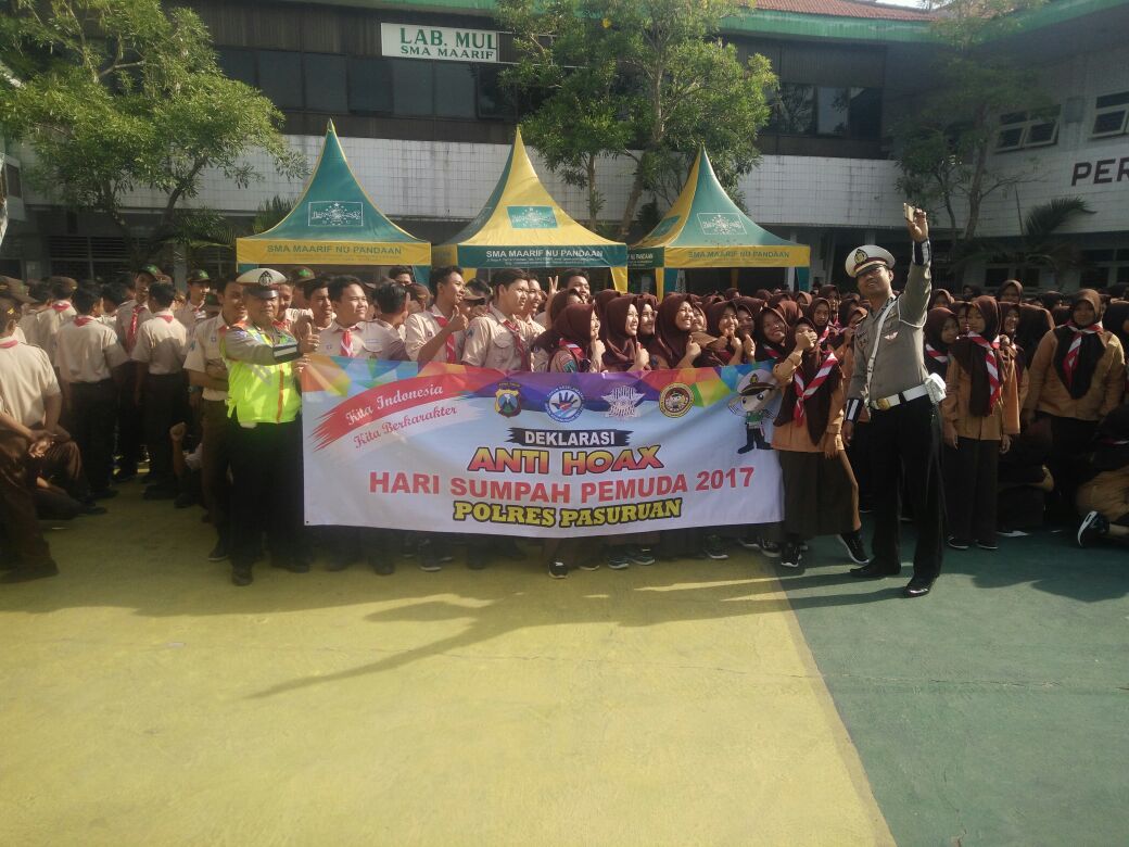 Kapolsek Pandaan Ajak Siswa SMU Perangi Berita Hoax.